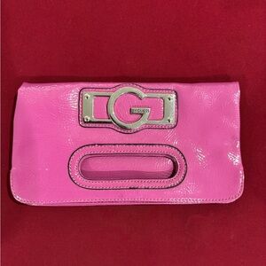 Vintage Guess Patent Leather Magnetic Clutch with Silver Logo